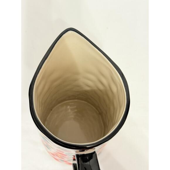 Floral Multi Colored Tall Ceramic Black Handle U Only Blueberry Pitcher - Picture 6 of 9